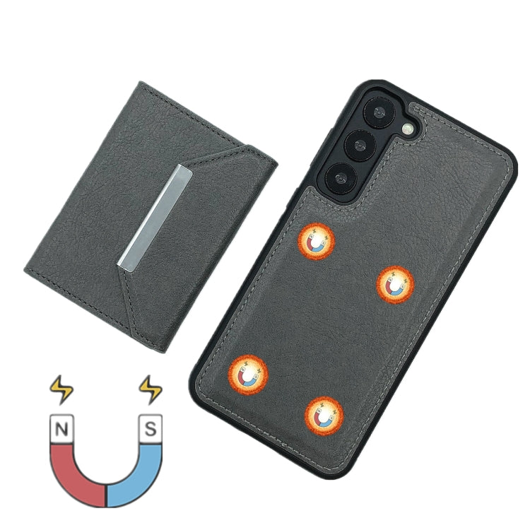 For Samsung Galaxy S24 5G Solid Color Metal Buckle Card Slots Bag Phone Case(Grey) - HoMEdemic™ 
