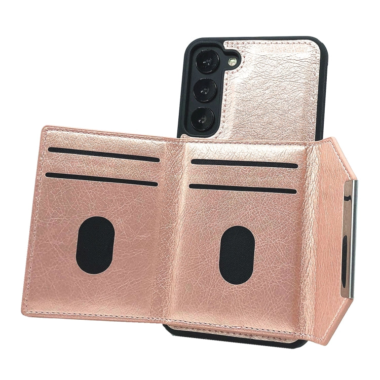 For Samsung Galaxy S24 5G Solid Color Metal Buckle Card Slots Bag Phone Case(Rose Gold) - HoMEdemic™ 