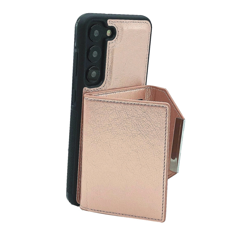 For Samsung Galaxy S24 5G Solid Color Metal Buckle Card Slots Bag Phone Case(Rose Gold) - HoMEdemic™ 