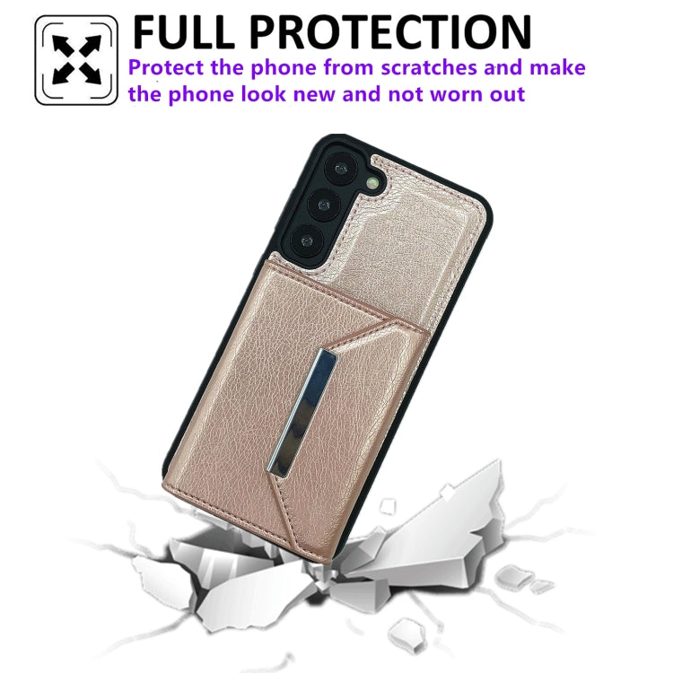 For Samsung Galaxy S24 5G Solid Color Metal Buckle Card Slots Bag Phone Case(Rose Gold) - HoMEdemic™ 