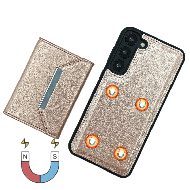 For Samsung Galaxy S24 5G Solid Color Metal Buckle Card Slots Bag Phone Case(Rose Gold) - HoMEdemic™ 