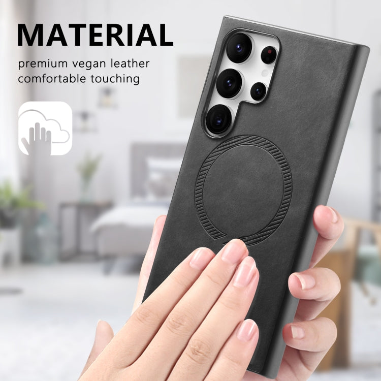 For Samsung Galaxy S24 5G Solid Color Retro Magsafe PU Back Cover Phone Case(Black) - HoMEdemic™ 