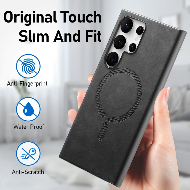 For Samsung Galaxy S24 5G Solid Color Retro Magsafe PU Back Cover Phone Case(Black) - HoMEdemic™ 