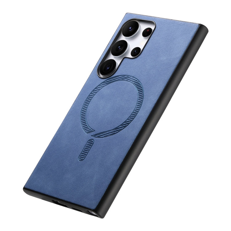 For Samsung Galaxy S24 5G Solid Color Retro Magsafe PU Back Cover Phone Case(Blue) - HoMEdemic™ 