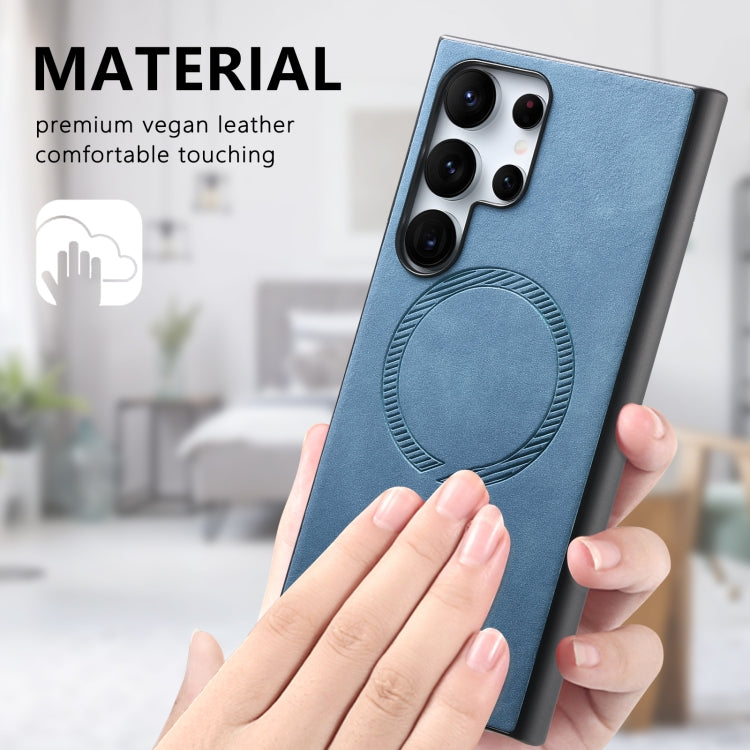 For Samsung Galaxy S24 5G Solid Color Retro Magsafe PU Back Cover Phone Case(Blue) - HoMEdemic™ 