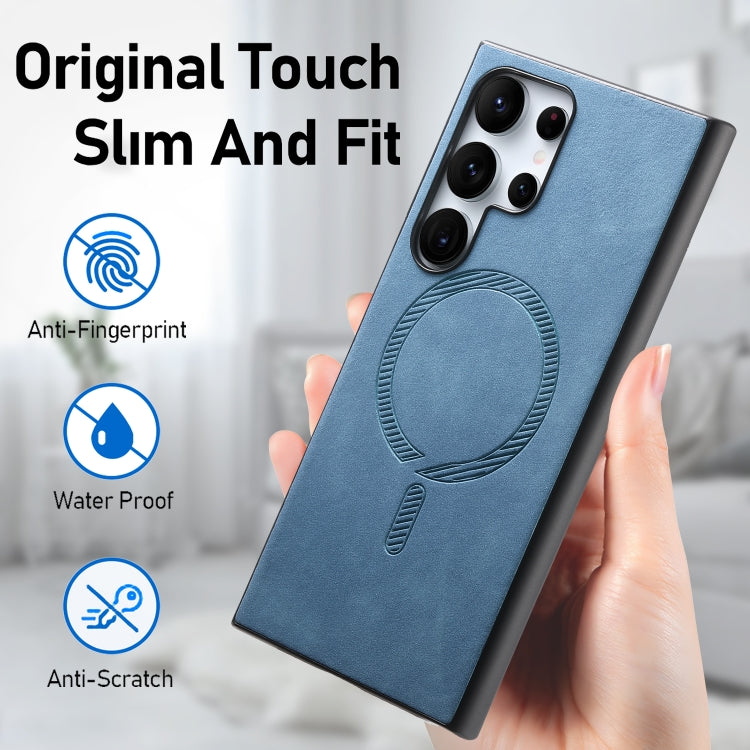 For Samsung Galaxy S24 5G Solid Color Retro Magsafe PU Back Cover Phone Case(Blue) - HoMEdemic™ 