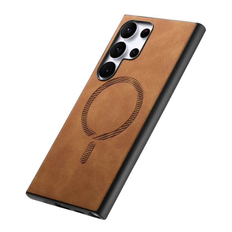 For Samsung Galaxy S24 5G Solid Color Retro Magsafe PU Back Cover Phone Case(Brown) - HoMEdemic™ 