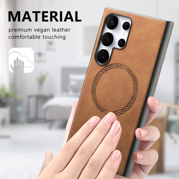 For Samsung Galaxy S24 5G Solid Color Retro Magsafe PU Back Cover Phone Case(Brown) - HoMEdemic™ 