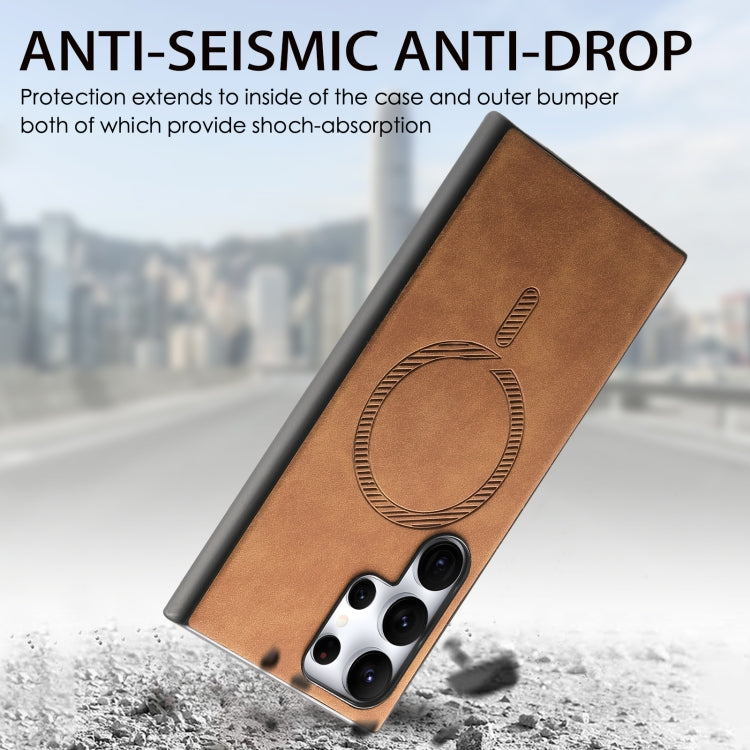For Samsung Galaxy S24 5G Solid Color Retro Magsafe PU Back Cover Phone Case(Brown) - HoMEdemic™ 