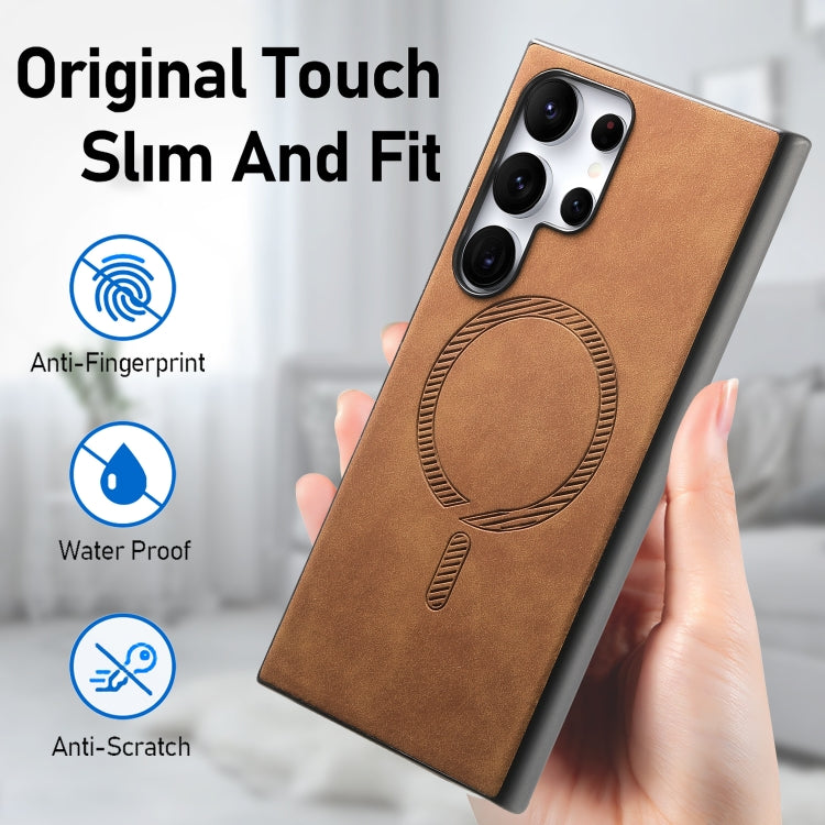 For Samsung Galaxy S24 5G Solid Color Retro Magsafe PU Back Cover Phone Case(Brown) - HoMEdemic™ 