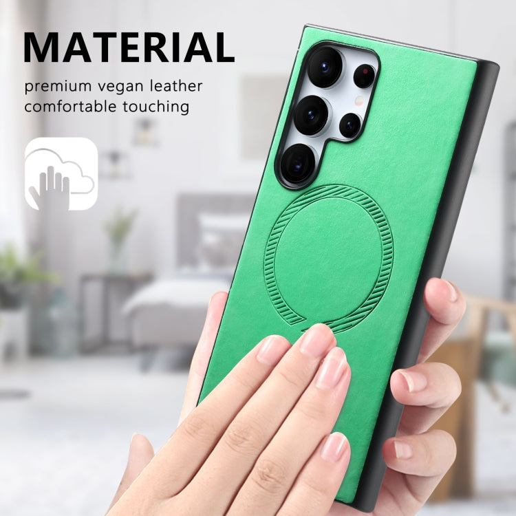 For Samsung Galaxy S24 5G Solid Color Retro Magsafe PU Back Cover Phone Case(Green) - HoMEdemic™ 