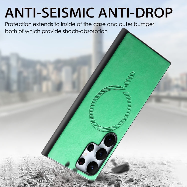 For Samsung Galaxy S24 5G Solid Color Retro Magsafe PU Back Cover Phone Case(Green) - HoMEdemic™ 
