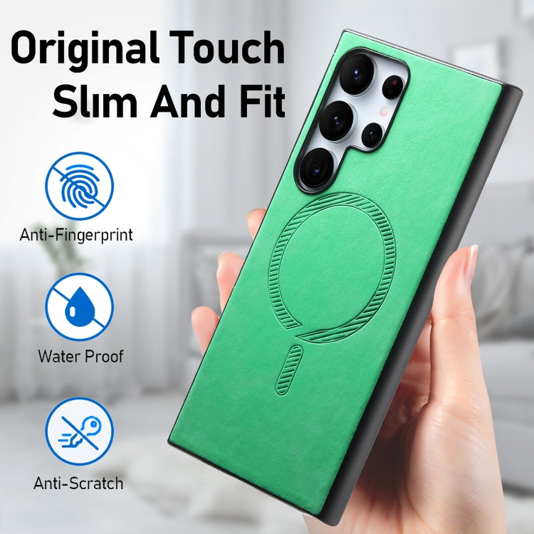 For Samsung Galaxy S24 5G Solid Color Retro Magsafe PU Back Cover Phone Case(Green) - HoMEdemic™ 