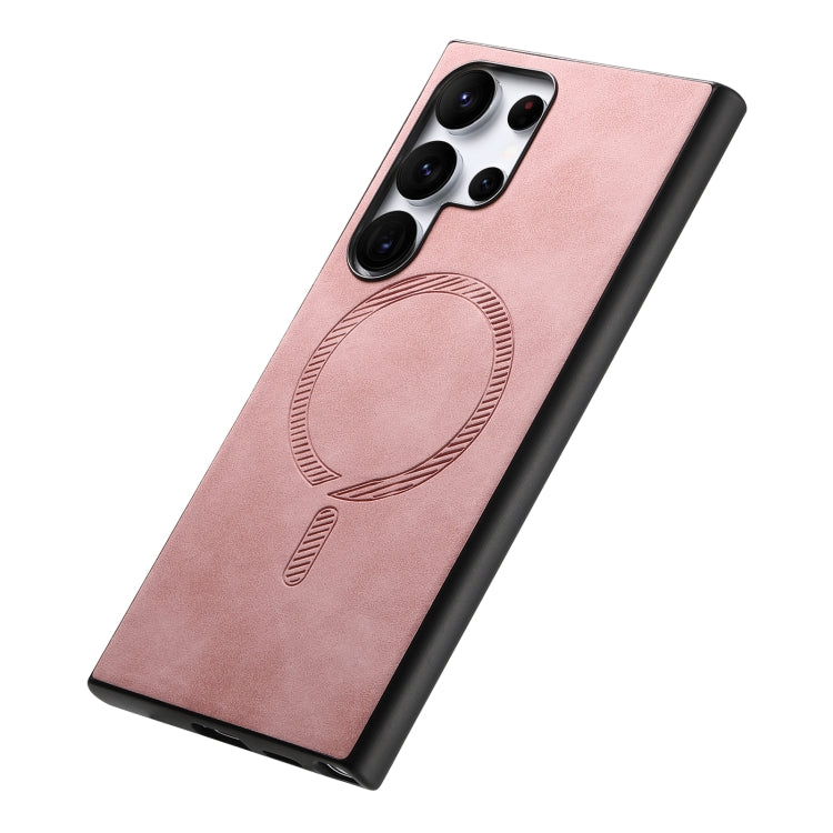 For Samsung Galaxy S24 5G Solid Color Retro Magsafe PU Back Cover Phone Case(Pink) - HoMEdemic™ 