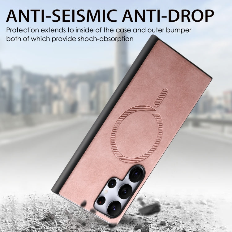For Samsung Galaxy S24 5G Solid Color Retro Magsafe PU Back Cover Phone Case(Pink) - HoMEdemic™ 