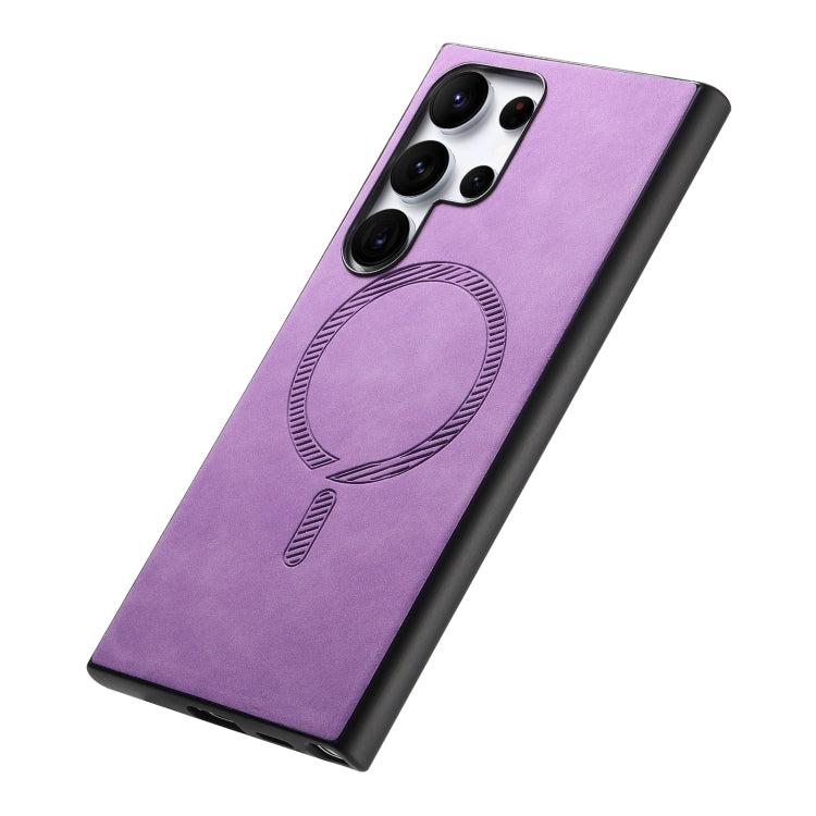 For Samsung Galaxy S24 5G Solid Color Retro Magsafe PU Back Cover Phone Case(Purple) - HoMEdemic™ 