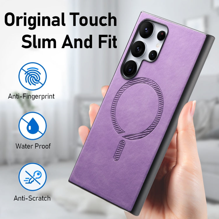 For Samsung Galaxy S24 5G Solid Color Retro Magsafe PU Back Cover Phone Case(Purple) - HoMEdemic™ 
