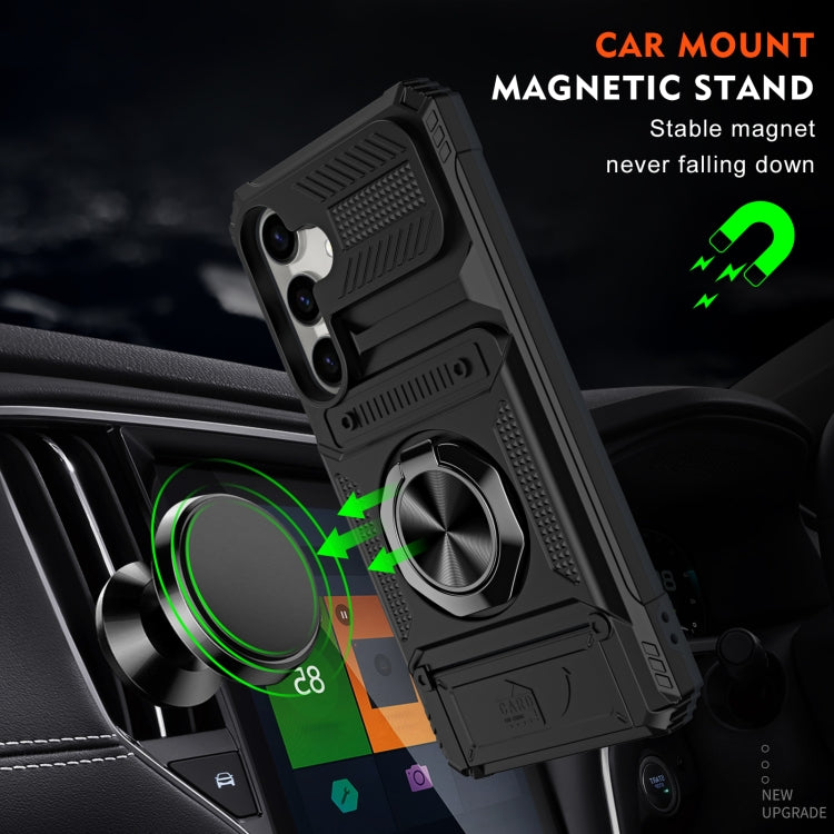 For Samsung Galaxy S24 5G TPU+PC Shockproof Card Phone Case with Metal Ring Holder(Black) - HoMEdemic™ 
