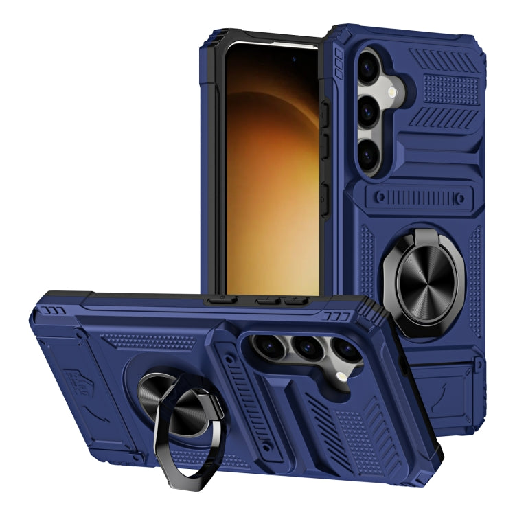 For Samsung Galaxy S24 5G TPU+PC Shockproof Card Phone Case with Metal Ring Holder(Blue) - HoMEdemic™ 