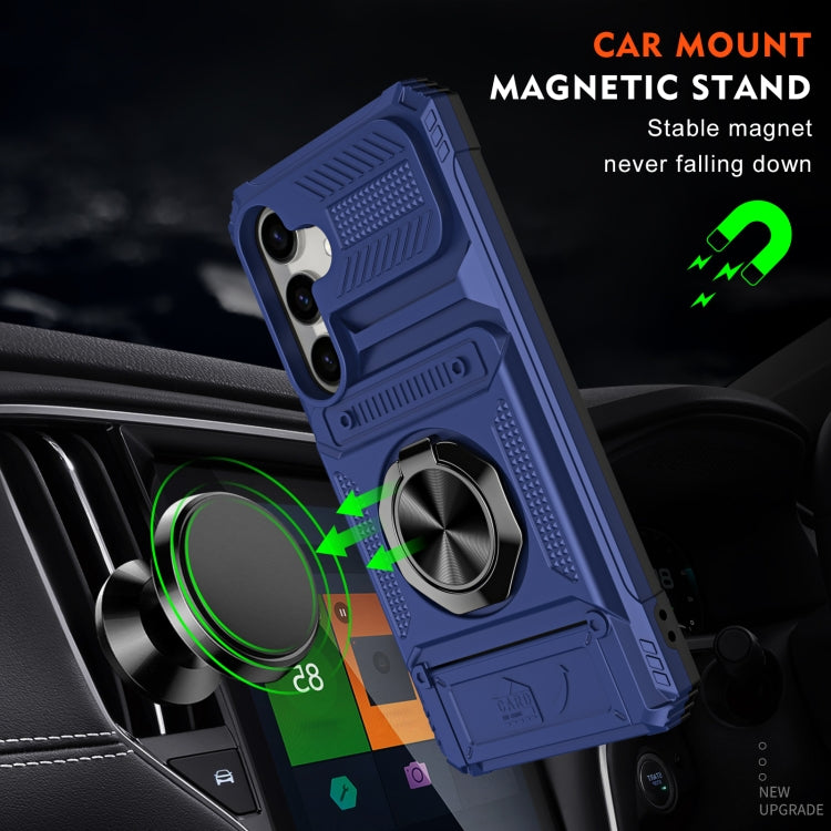 For Samsung Galaxy S24 5G TPU+PC Shockproof Card Phone Case with Metal Ring Holder(Blue) - HoMEdemic™ 