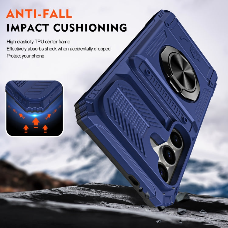 For Samsung Galaxy S24 5G TPU+PC Shockproof Card Phone Case with Metal Ring Holder(Blue) - HoMEdemic™ 