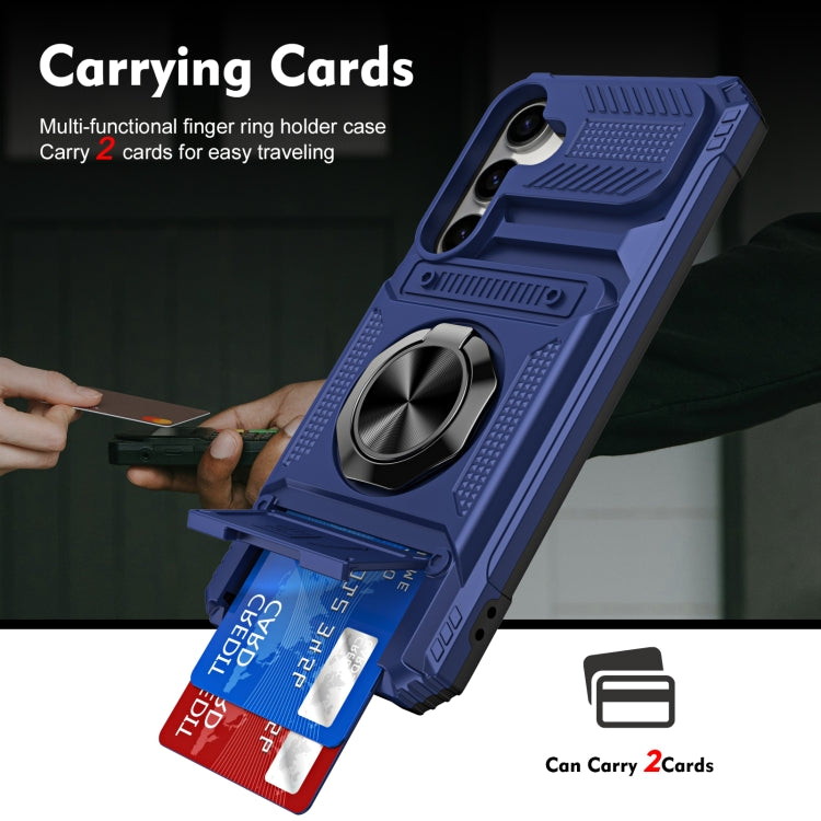 For Samsung Galaxy S24 5G TPU+PC Shockproof Card Phone Case with Metal Ring Holder(Blue) - HoMEdemic™ 