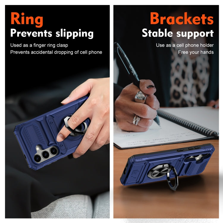 For Samsung Galaxy S24 5G TPU+PC Shockproof Card Phone Case with Metal Ring Holder(Blue) - HoMEdemic™ 