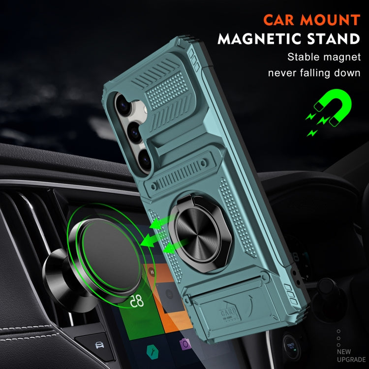 For Samsung Galaxy S24 5G TPU+PC Shockproof Card Phone Case with Metal Ring Holder(Green) - HoMEdemic™ 