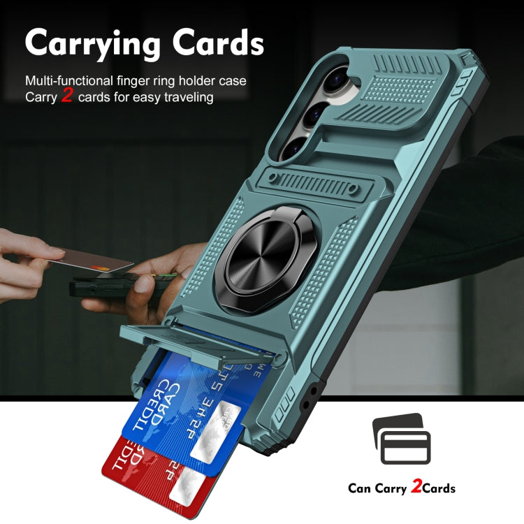 For Samsung Galaxy S24 5G TPU+PC Shockproof Card Phone Case with Metal Ring Holder(Green) - HoMEdemic™ 