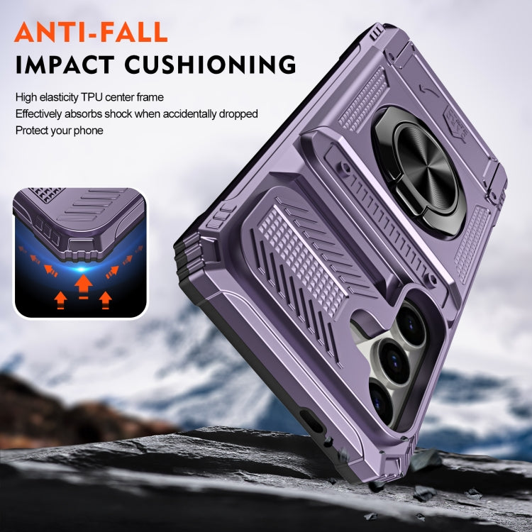 For Samsung Galaxy S24 5G TPU+PC Shockproof Card Phone Case with Metal Ring Holder(Purple) - HoMEdemic™ 