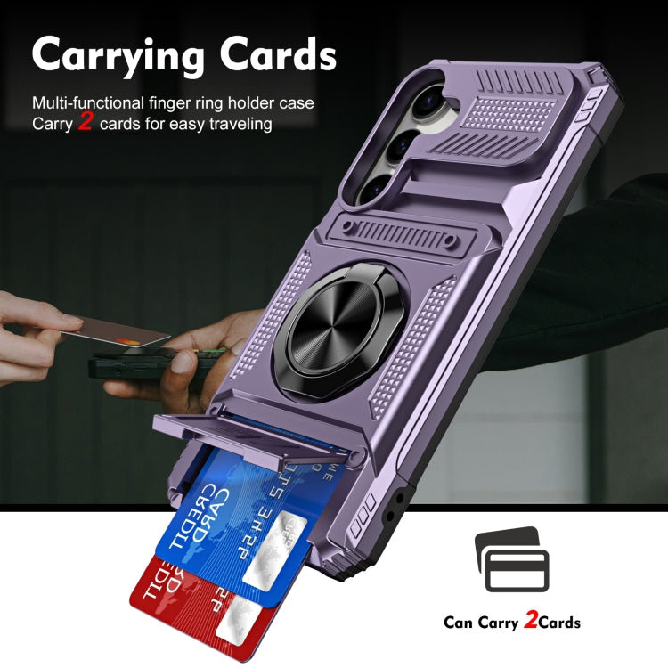 For Samsung Galaxy S24 5G TPU+PC Shockproof Card Phone Case with Metal Ring Holder(Purple) - HoMEdemic™ 