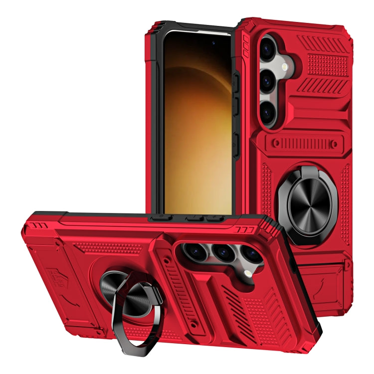 For Samsung Galaxy S24 5G TPU+PC Shockproof Card Phone Case with Metal Ring Holder(Red) - HoMEdemic™ 