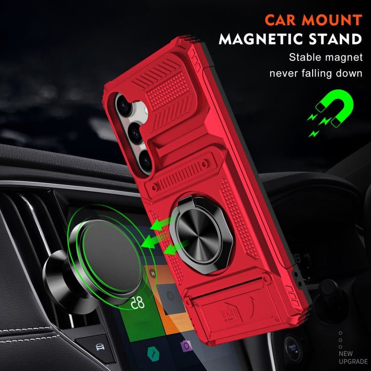 For Samsung Galaxy S24 5G TPU+PC Shockproof Card Phone Case with Metal Ring Holder(Red) - HoMEdemic™ 