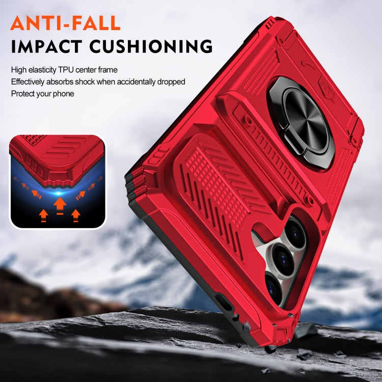 For Samsung Galaxy S24 5G TPU+PC Shockproof Card Phone Case with Metal Ring Holder(Red) - HoMEdemic™ 
