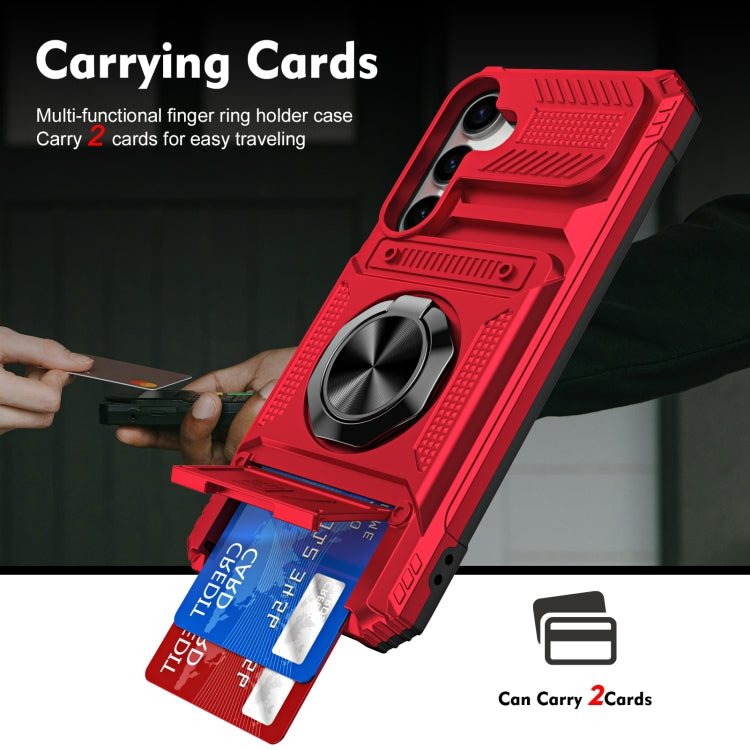 For Samsung Galaxy S24 5G TPU+PC Shockproof Card Phone Case with Metal Ring Holder(Red) - HoMEdemic™ 