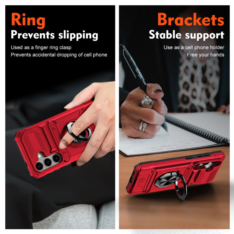 For Samsung Galaxy S24 5G TPU+PC Shockproof Card Phone Case with Metal Ring Holder(Red) - HoMEdemic™ 