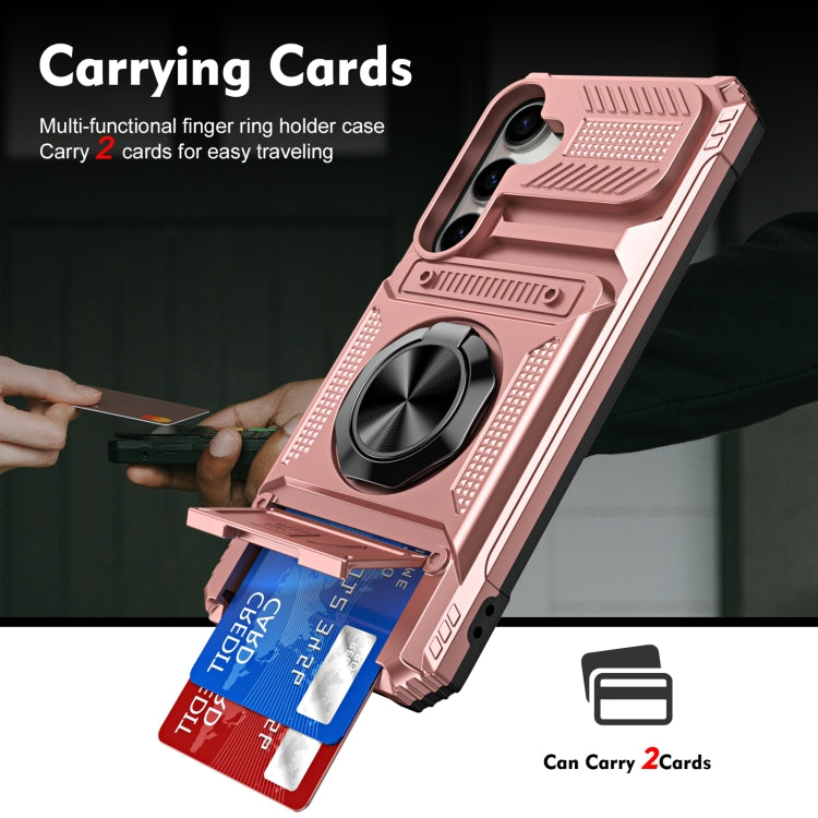 For Samsung Galaxy S24 5G TPU+PC Shockproof Card Phone Case with Metal Ring Holder(Rose Gold) - HoMEdemic™ 