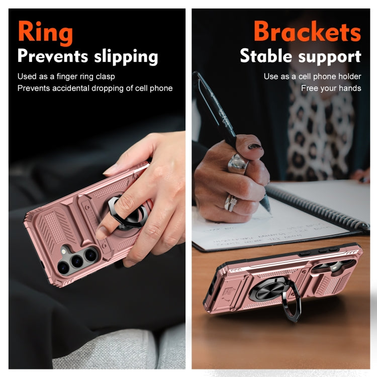 For Samsung Galaxy S24 5G TPU+PC Shockproof Card Phone Case with Metal Ring Holder(Rose Gold) - HoMEdemic™ 