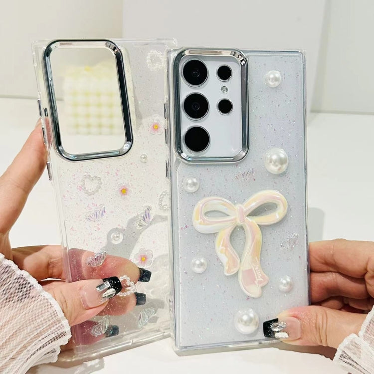 For Samsung Galaxy S24 5G Three-dimensional Bow Pearl Love Flower TPU  Phone Case(Pearl Bow) - HoMEdemic™ 