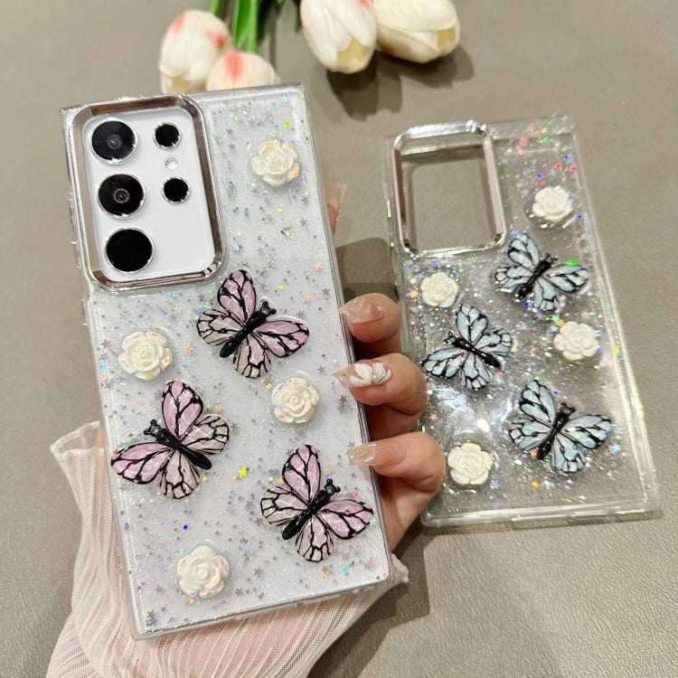 For Samsung Galaxy S24 5G Three-dimensional Butterfly Glitter TPU  Phone Case(Blue) - HoMEdemic™ 