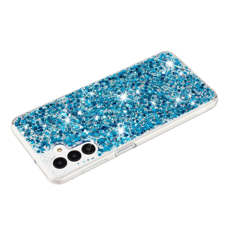 For Samsung Galaxy S24 5G Transparent Frame Glitter Powder TPU Phone Case(Blue) - HoMEdemic™ 
