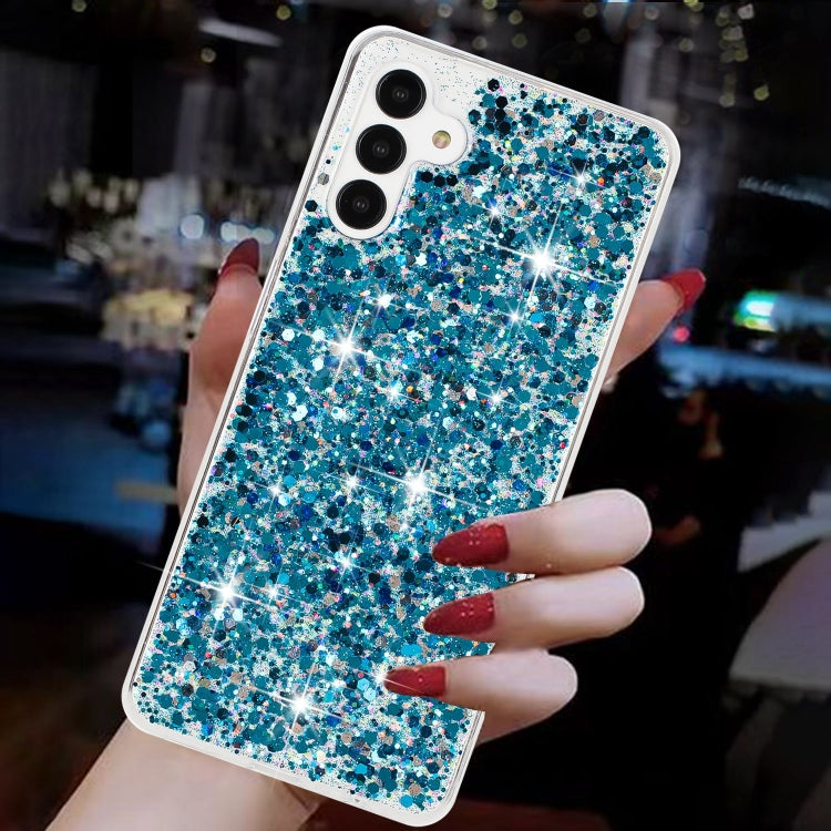 For Samsung Galaxy S24 5G Transparent Frame Glitter Powder TPU Phone Case(Blue) - HoMEdemic™ 