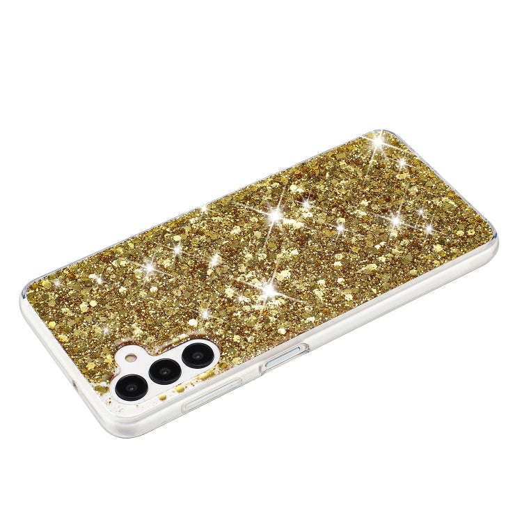 For Samsung Galaxy S24 5G Transparent Frame Glitter Powder TPU Phone Case(Gold) - HoMEdemic™ 