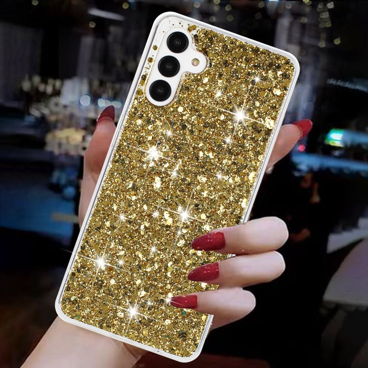 For Samsung Galaxy S24 5G Transparent Frame Glitter Powder TPU Phone Case(Gold) - HoMEdemic™ 