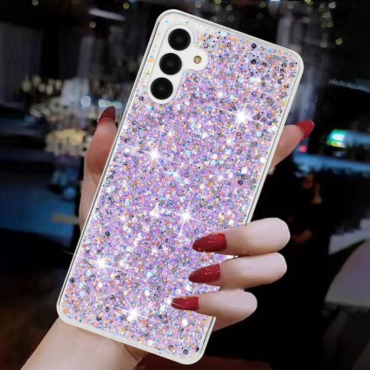 For Samsung Galaxy S24 5G Transparent Frame Glitter Powder TPU Phone Case(Purple) - HoMEdemic™ 