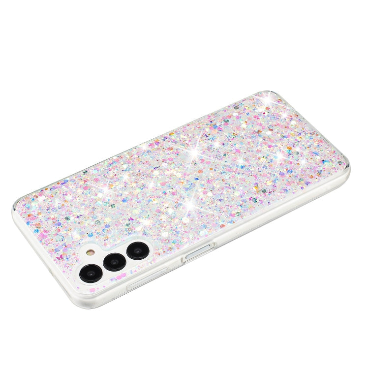 For Samsung Galaxy S24 5G Transparent Frame Glitter Powder TPU Phone Case(White) - HoMEdemic™ 