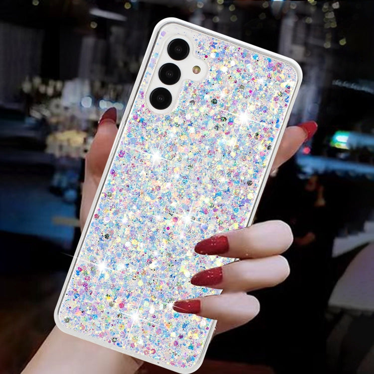 For Samsung Galaxy S24 5G Transparent Frame Glitter Powder TPU Phone Case(White) - HoMEdemic™ 