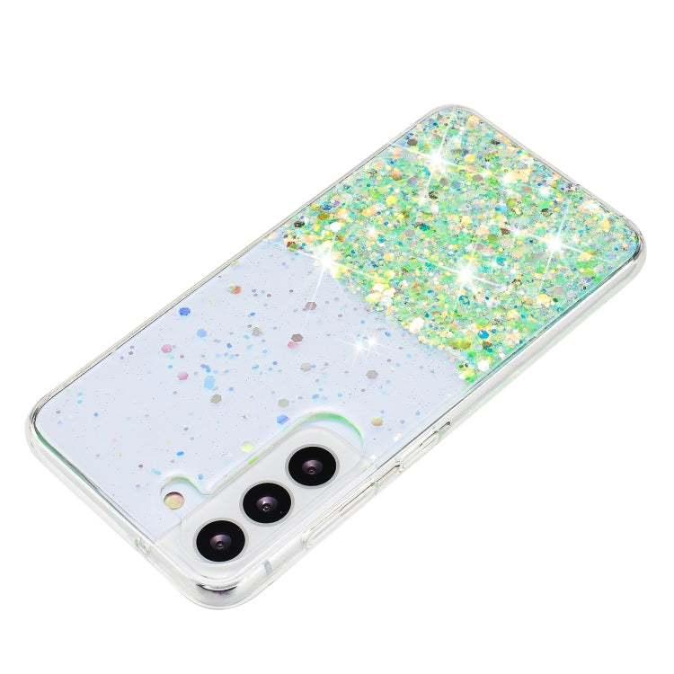 For Samsung Galaxy S24 5G Transparent Frame Noctilucent Glitter Powder TPU Phone Case(Green) - HoMEdemic™ 