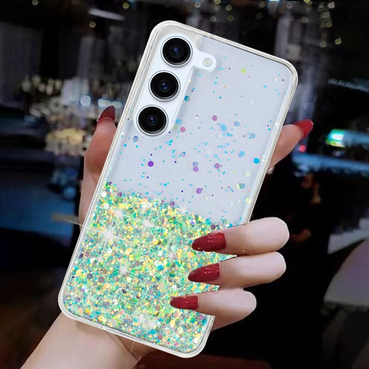 For Samsung Galaxy S24 5G Transparent Frame Noctilucent Glitter Powder TPU Phone Case(Green) - HoMEdemic™ 
