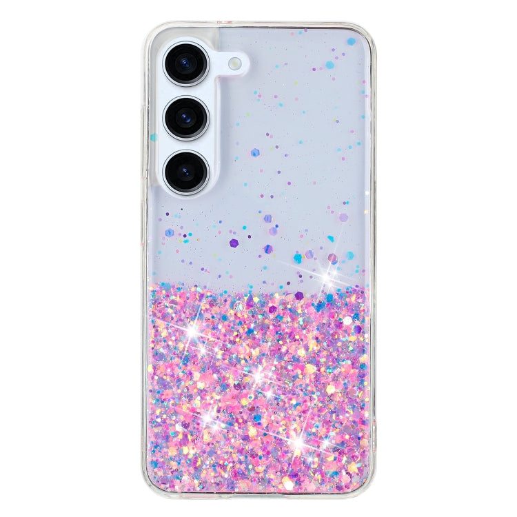 For Samsung Galaxy S24 5G Transparent Frame Noctilucent Glitter Powder TPU Phone Case(Pink) - HoMEdemic™ 
